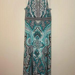 Teal patterned dress